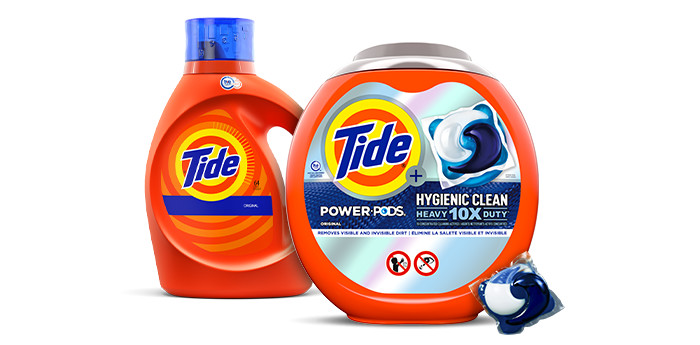 Tide PODS, liquid and powder products