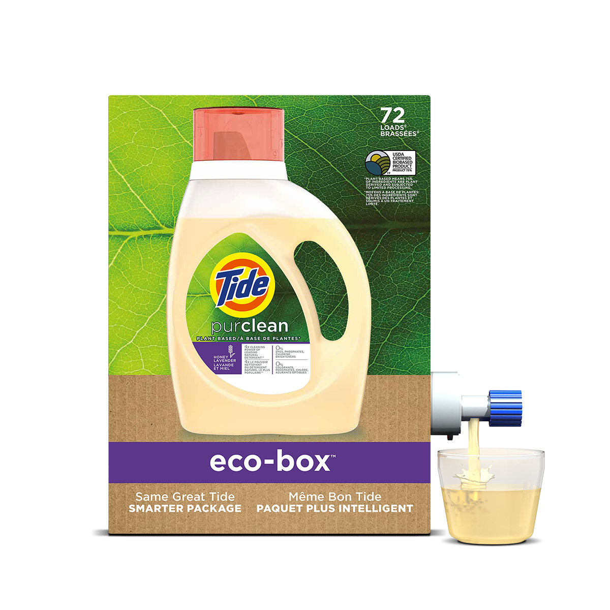 Détergent liquide à lessive Tide Eco-Box Purclean à base végétale