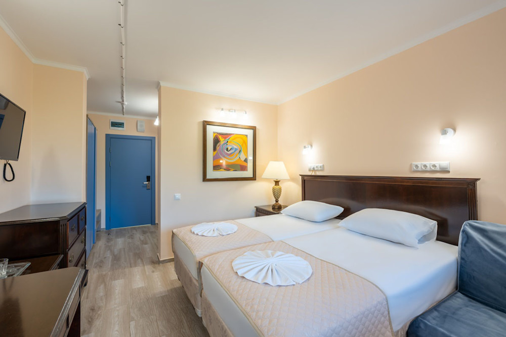 Стандарт с балконом 2-х местный 1-но комнатный в санатории Шексна - двуспальная кровать