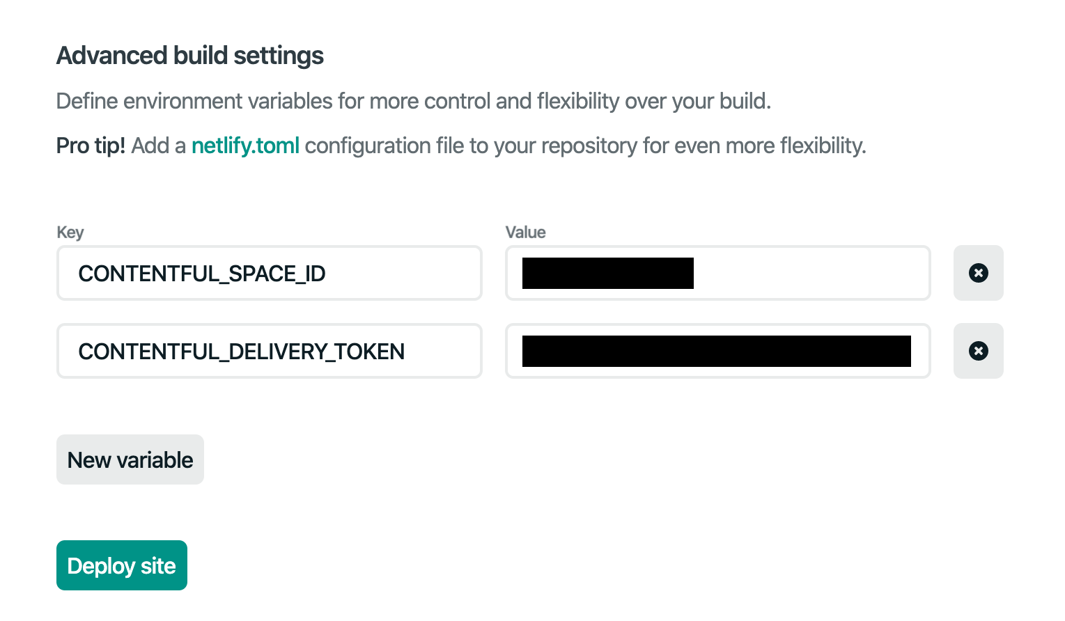 Add contentful value