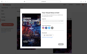 A screenshot of the Issuu platform when you successfully create a visual story.