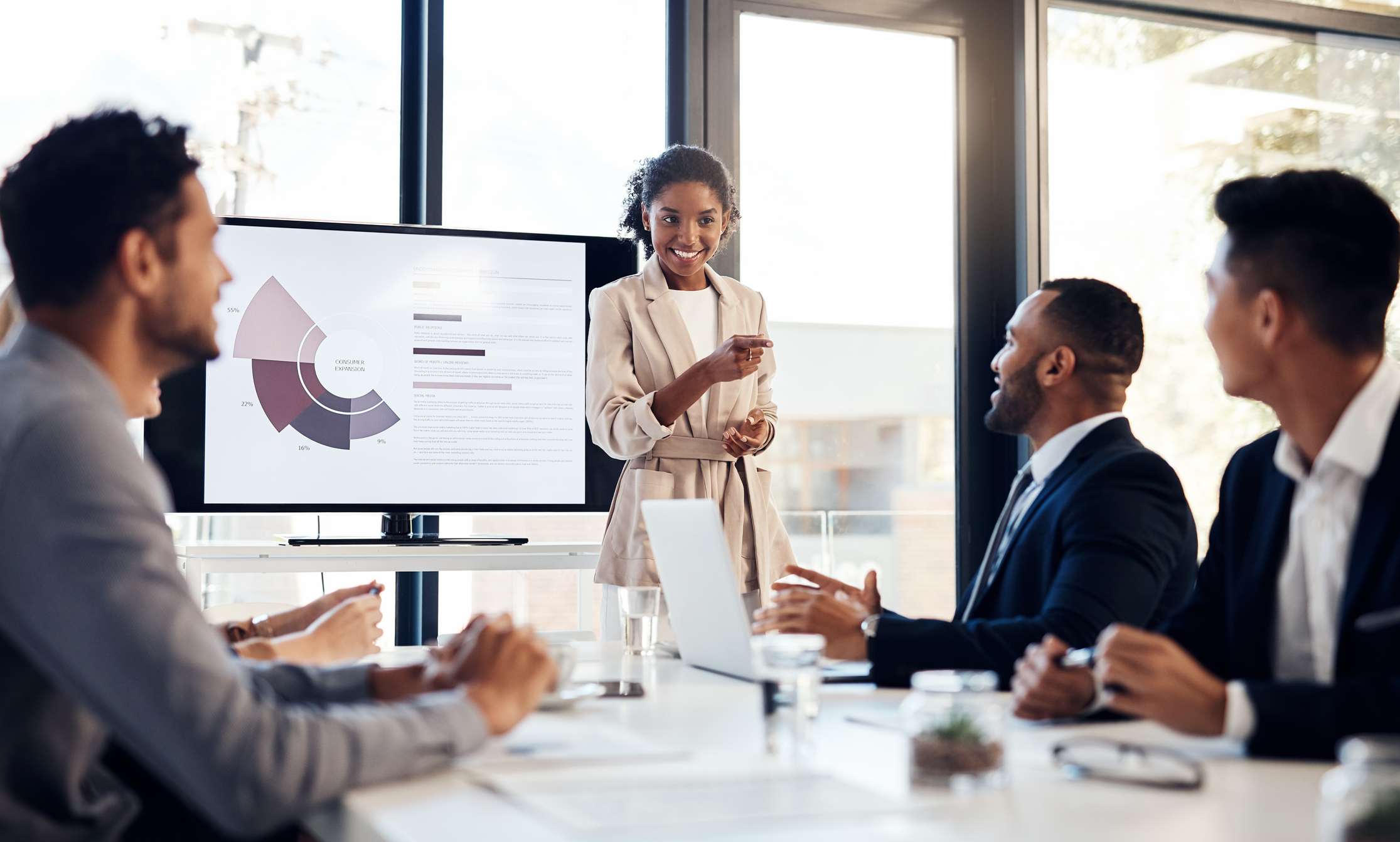 woman giving presentation