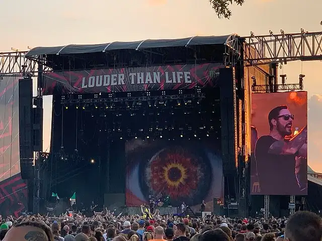 American rock band Breaking Benjamin performing during the third day of the 2019 edition of the Louder Than Life music festival (Sunday, September 29th, 2019) at the Highland Festival Grounds at the Kentucky Exposition Center in Louisville, KY, USA.