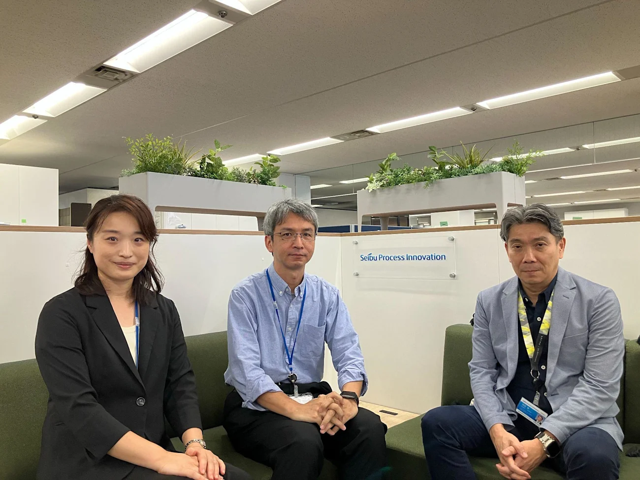 西武プロセスイノベーションの福田南氏、笠原拓児氏、辰巳修氏(左から)