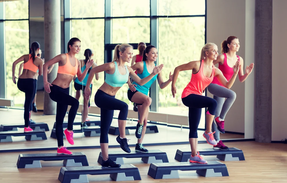 group of women working out at the gym