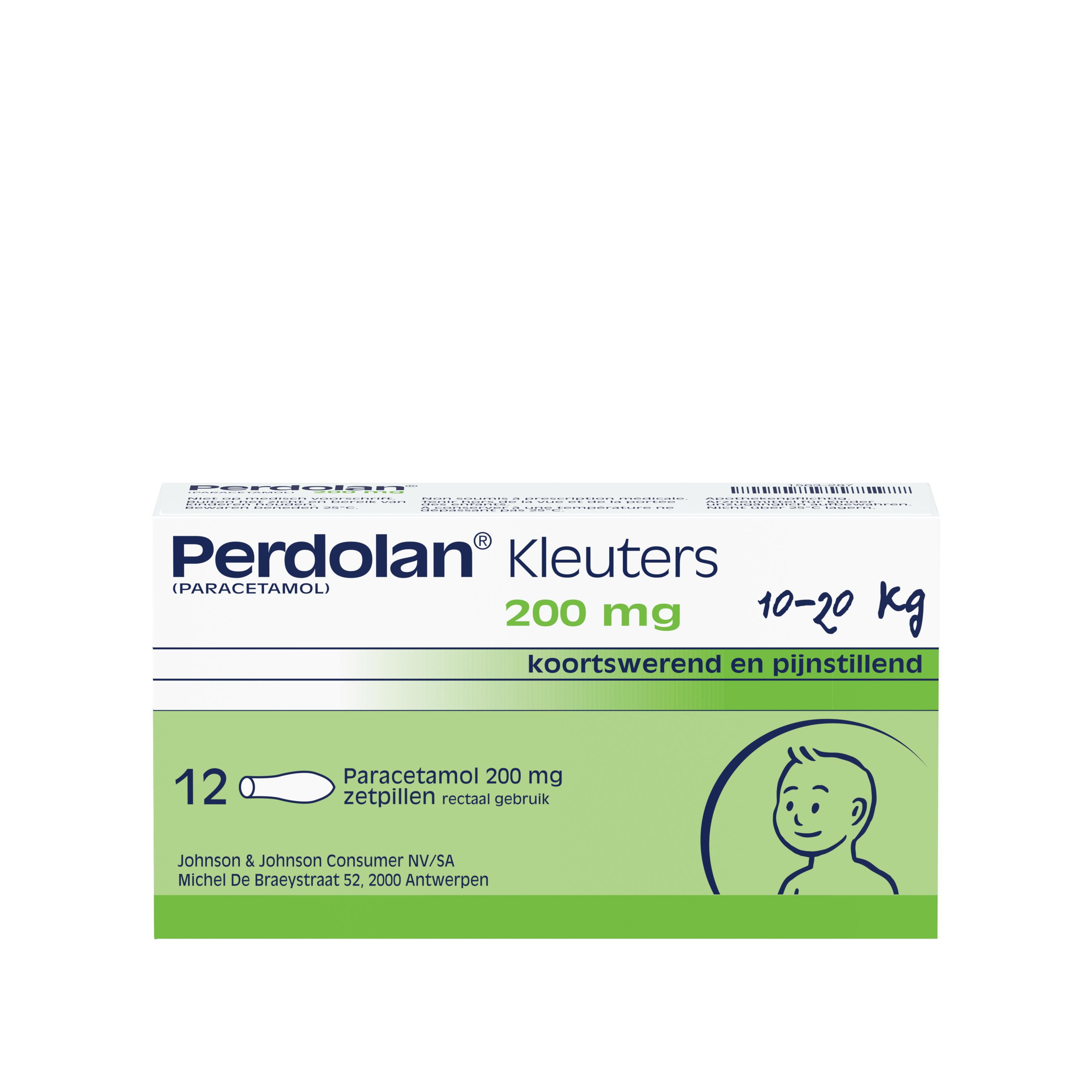 Perdolan® Kleuters 200 mg — 12 zetpillen