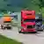 Heavy-duty trucks on a highway