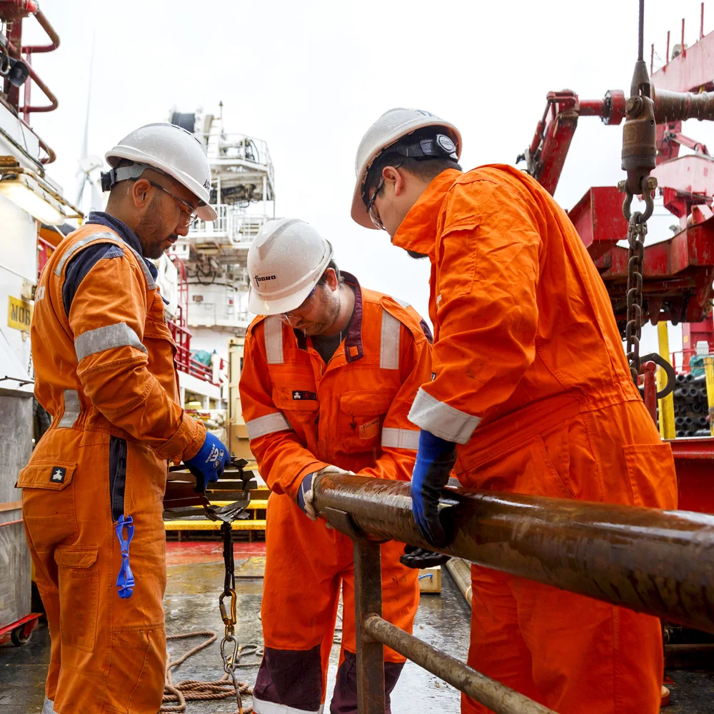 Fugro contractors take samples of the seabed for analysis