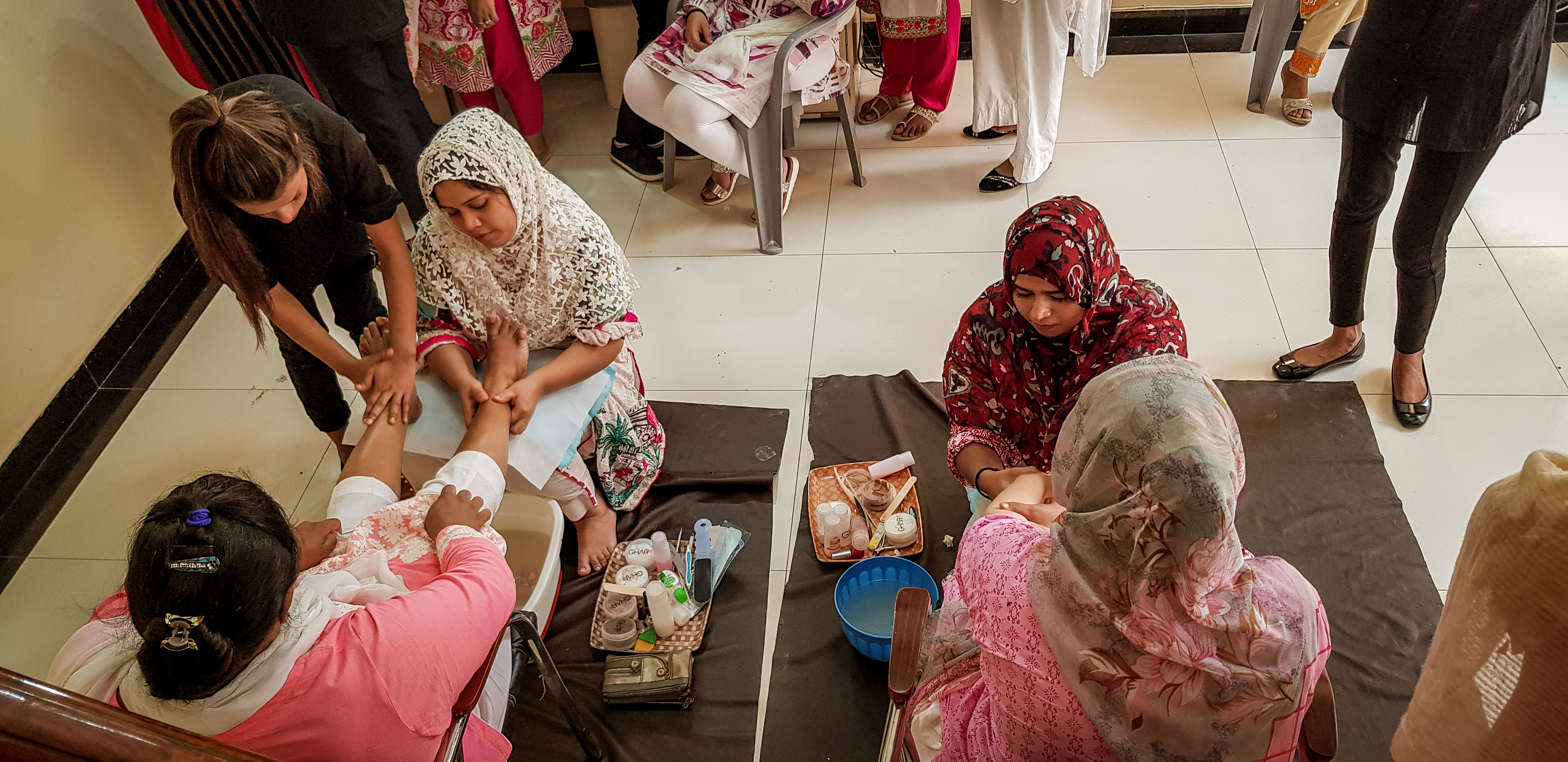 Women at massaging classes
