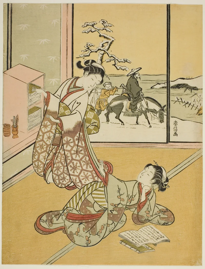 Japanese print - women reading