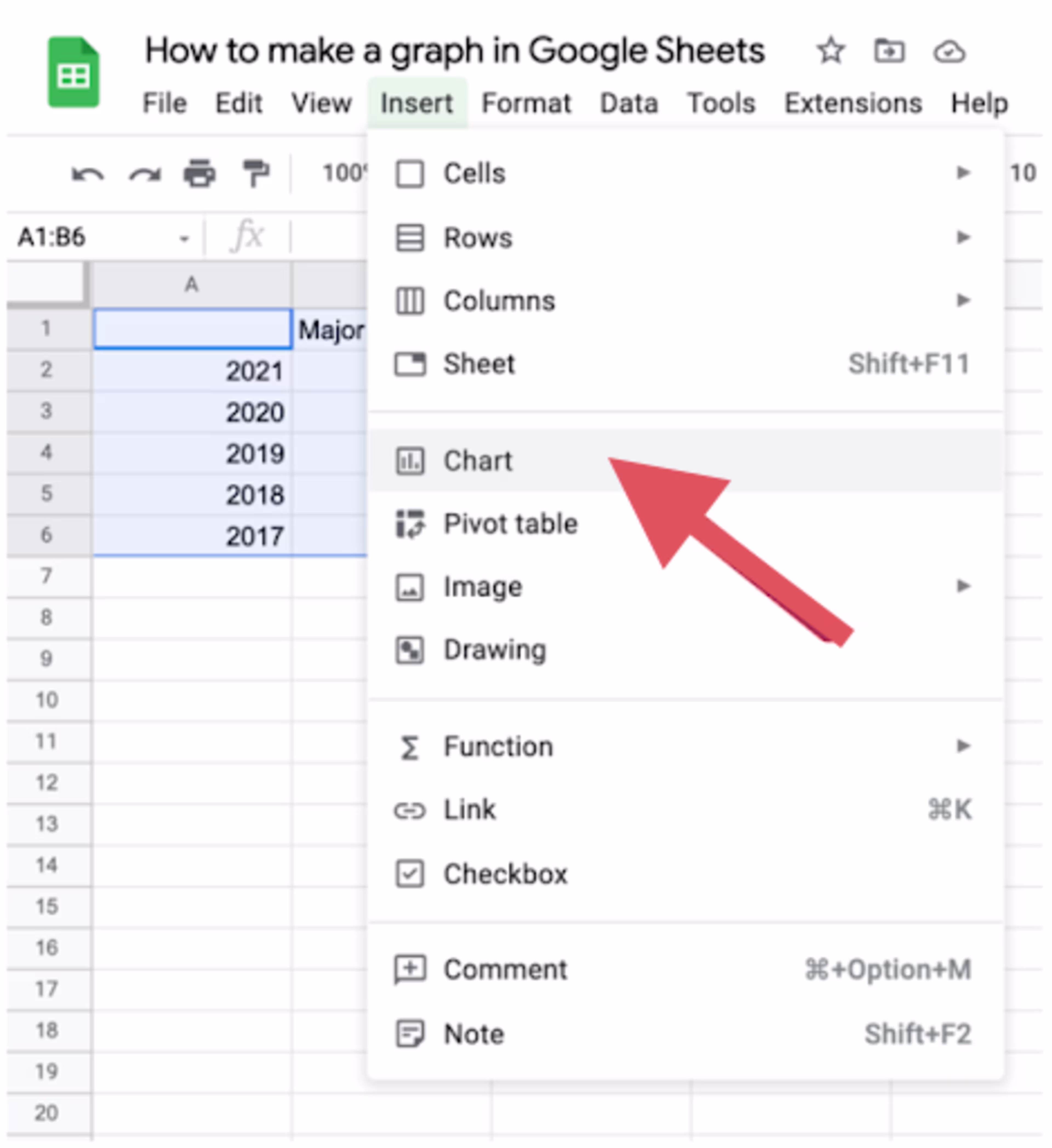4th screenshot for the blog article "How To Make a Graph on Google Sheets"