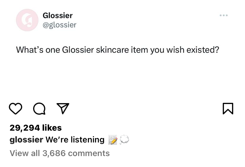 Screenshot from Glossier’s Instagram account taken by the author