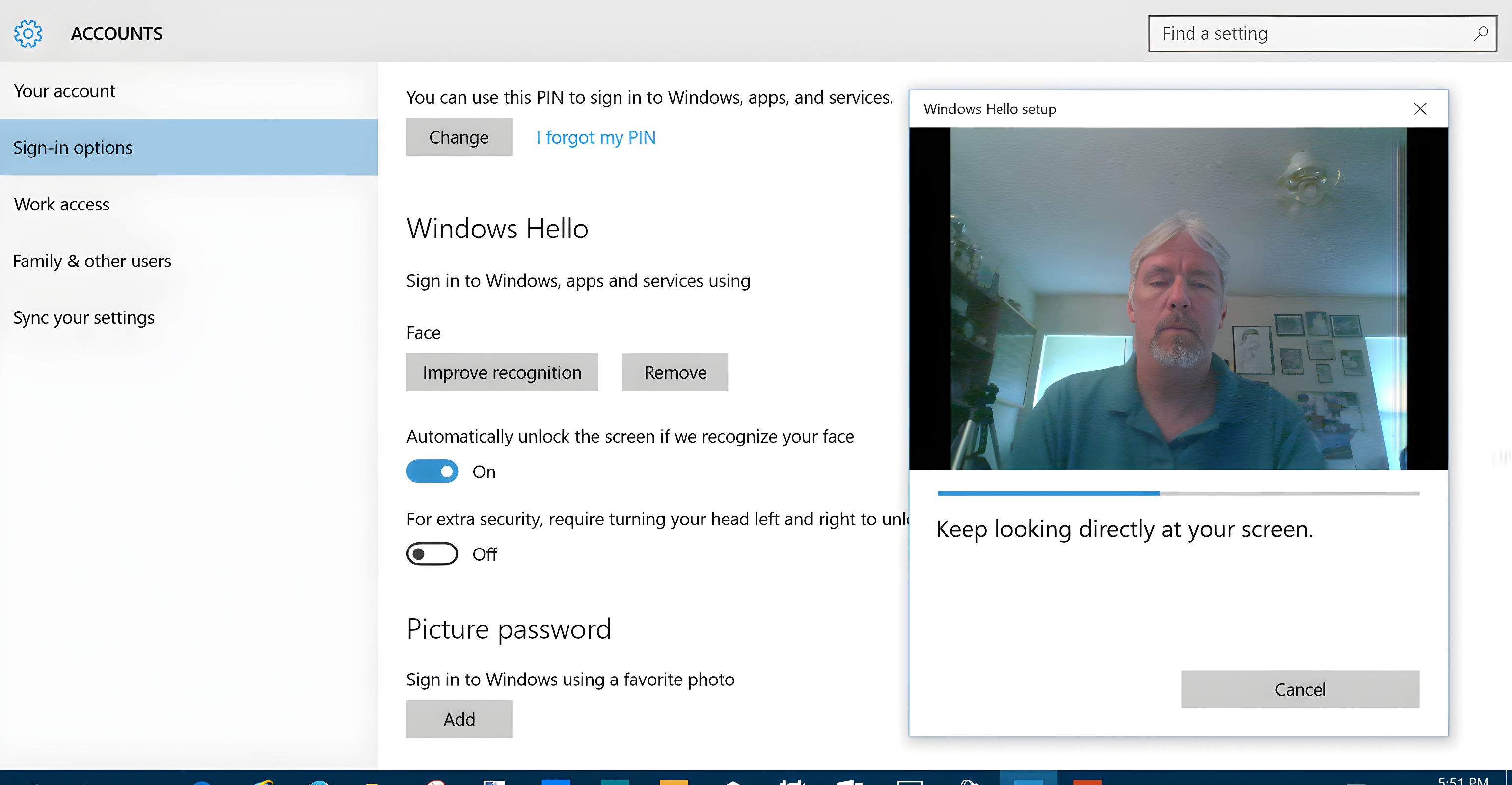 Microsoft Hello screenshot for the blog article "Biometric Authentication: What It Is and Why It Matters"