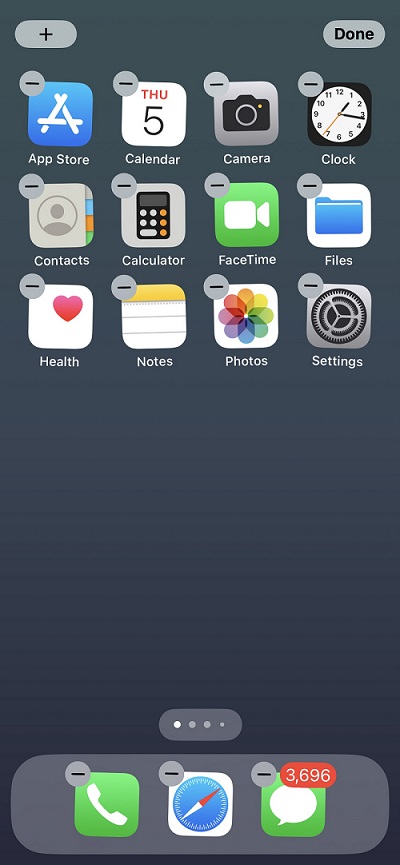 Long-press the home screen until all the apps start to jiggle