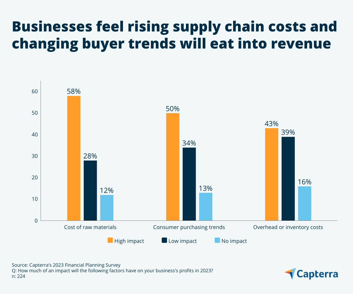 Costs and buyer trends eating into revenue graphic for the blog article "Despite Inflation, Smart Financial Planning Gives Businesses Optimism in 2023"