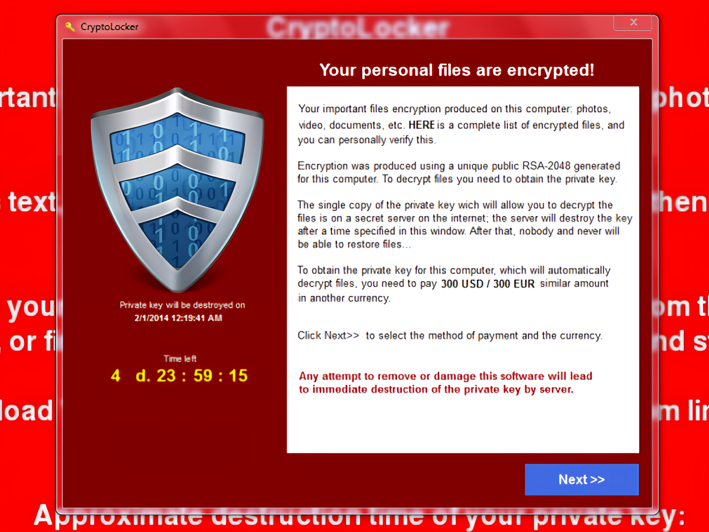 Example of a ransomware message for the blog article "A Cybersecurity Expert Explains 5 Types of Ransomware"