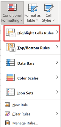 Screenshot showing how to turn on the highlighting tool in Excel