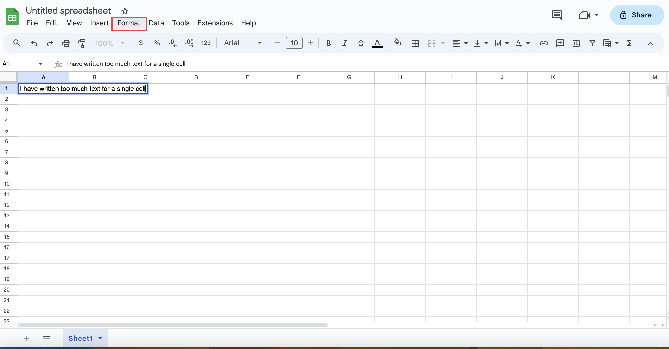 Select "Format" from the top menu.