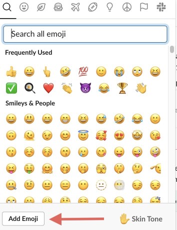 Click add emoji button for the blog article "How To Add a Custom Emoji to Slack"