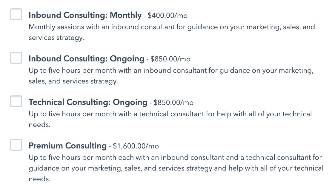 HubSpot’s consulting options
