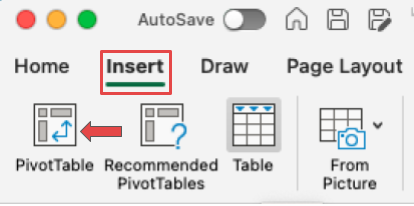Excel screenshot of Insert tab for the blog article "How To Create a Pivot Table in Excel"