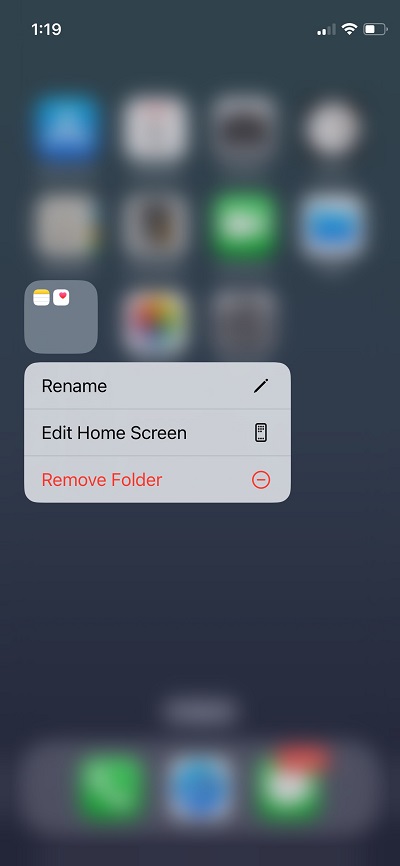 A folder will appear where the first app was, and both apps will move into the folder.