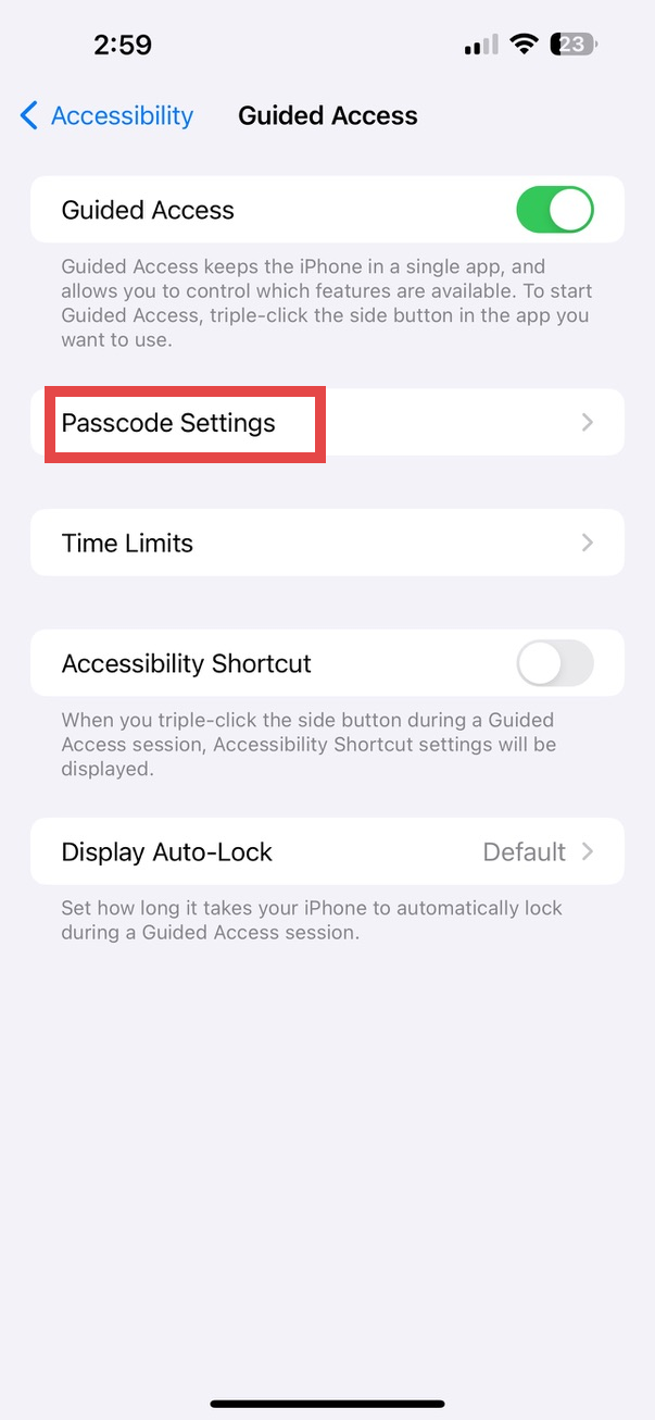 Tap on Passcode Settings.