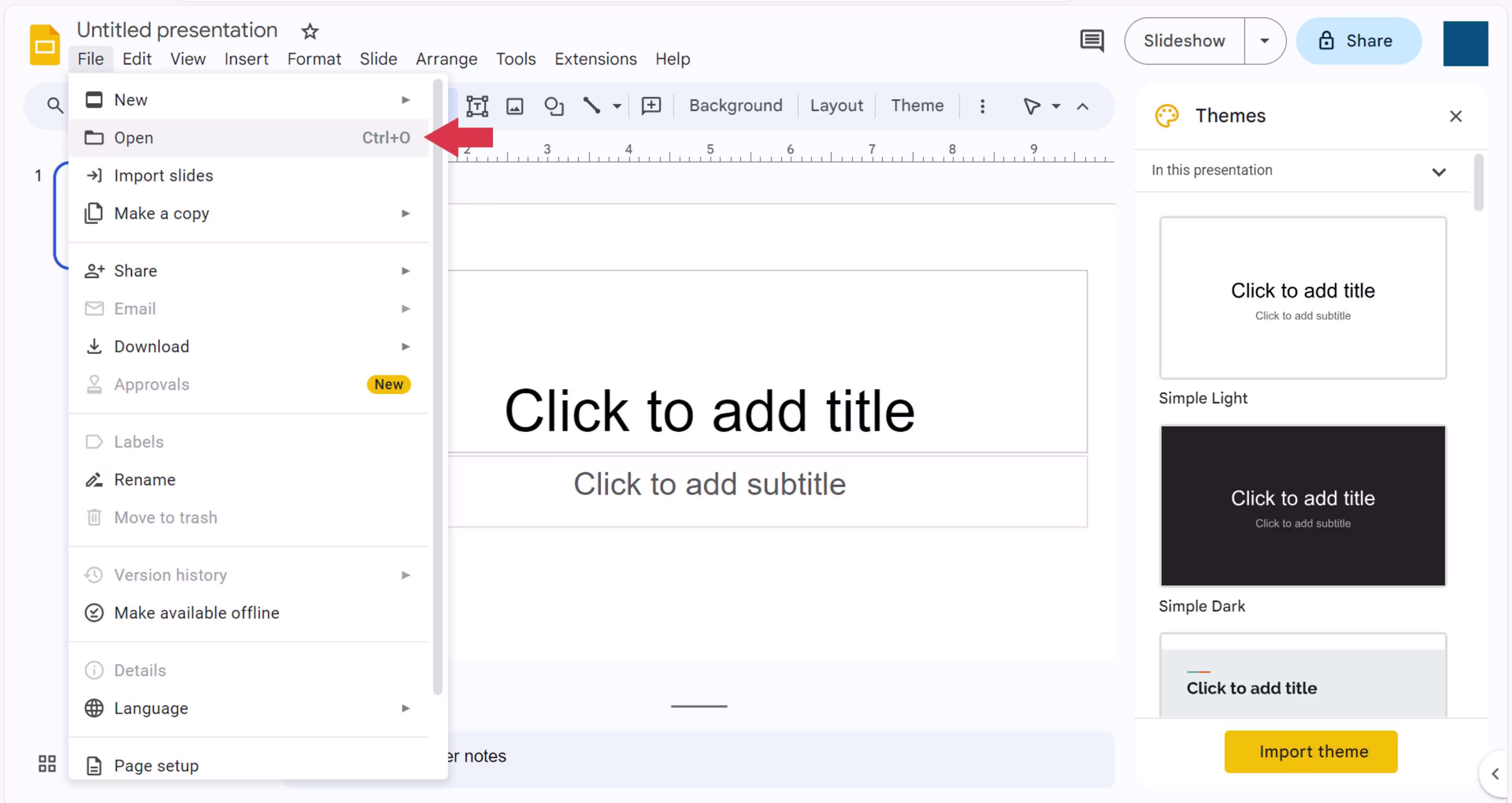 Graphic showing how to open a presentation