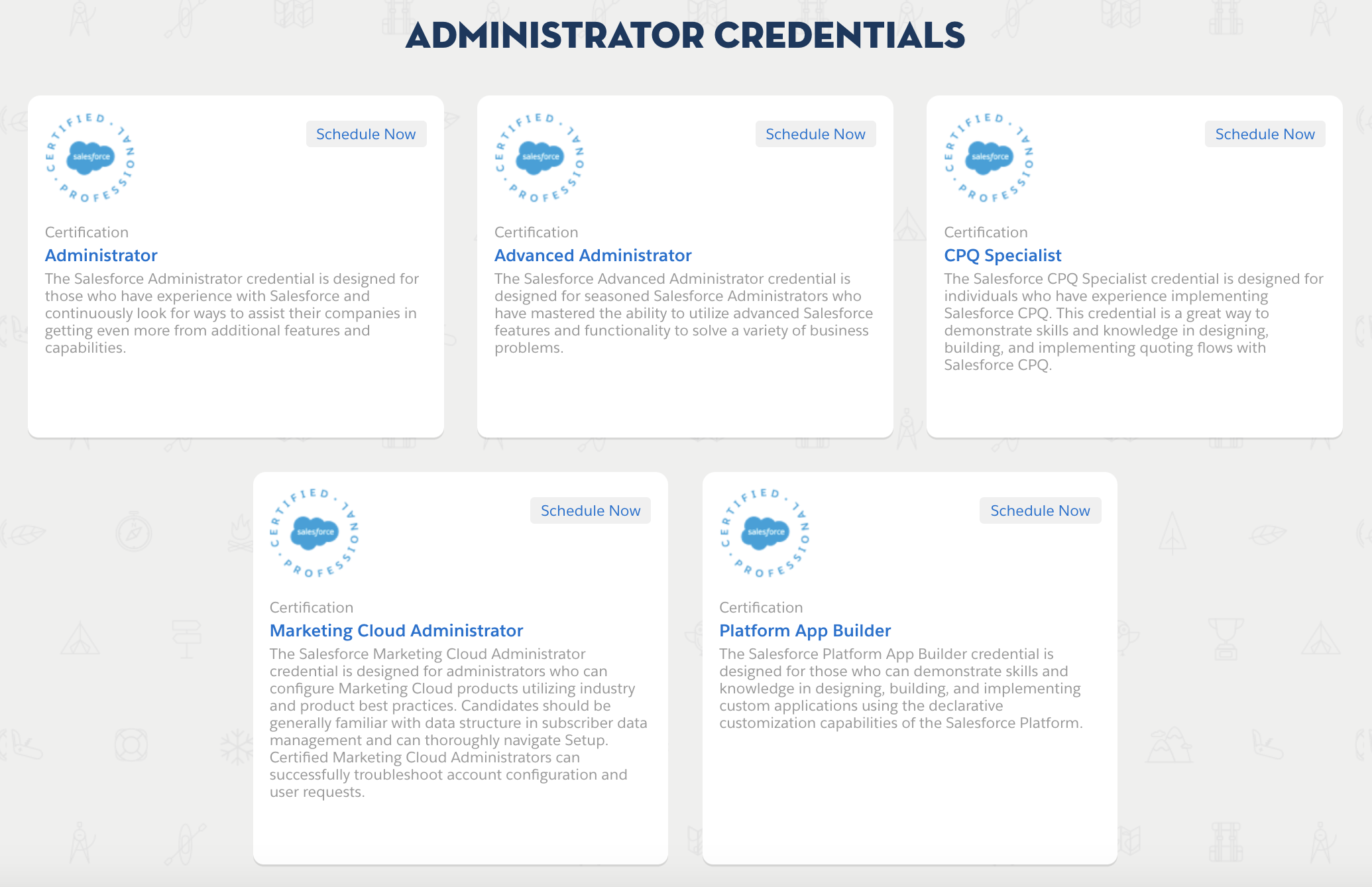 A list of Salesforce administrator certifications