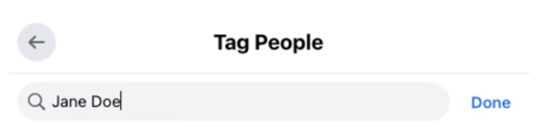 Start typing to select the person you want to tag.