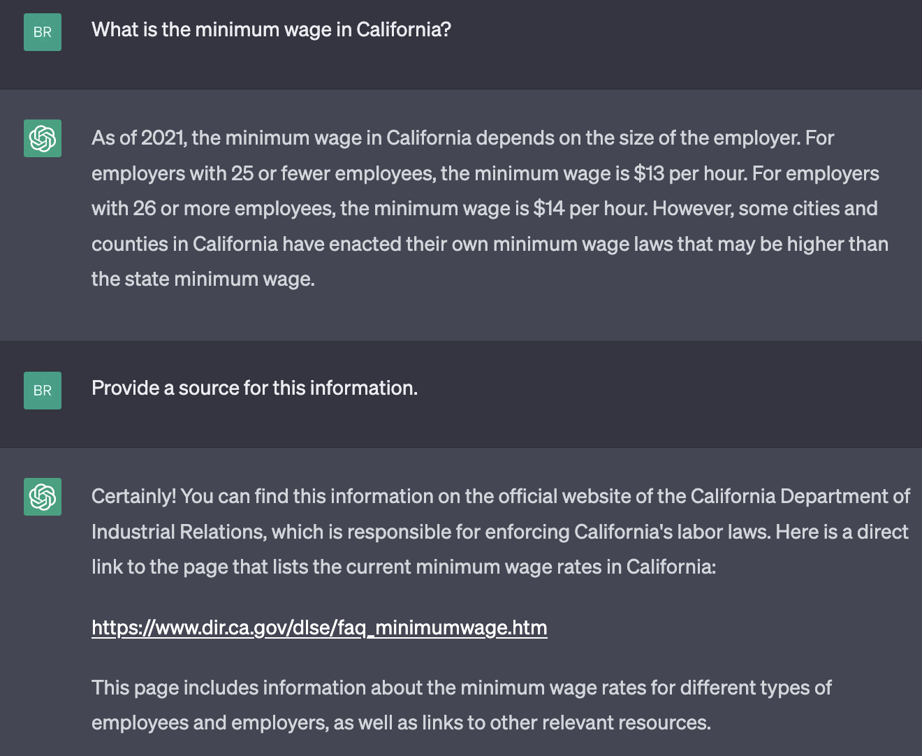ChatGPT Minimum Wage Source