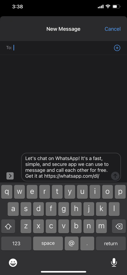 Write message screenshot for the blog article "How To Add Someone on WhatsApp: A Step-by-Step Guide"