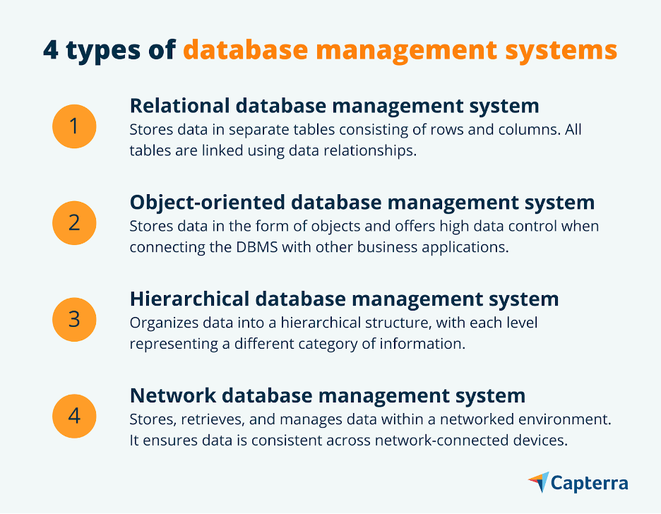 Infographic for the blog article "4 Types of Database Management Systems for Your Small Business"