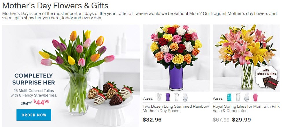 Screenshot of Mother's Day Flowers