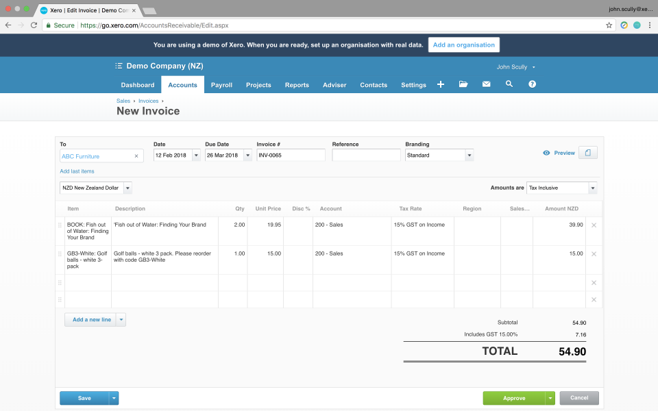 a-screenshot-of-a-new-invoice-in-xero-accounting