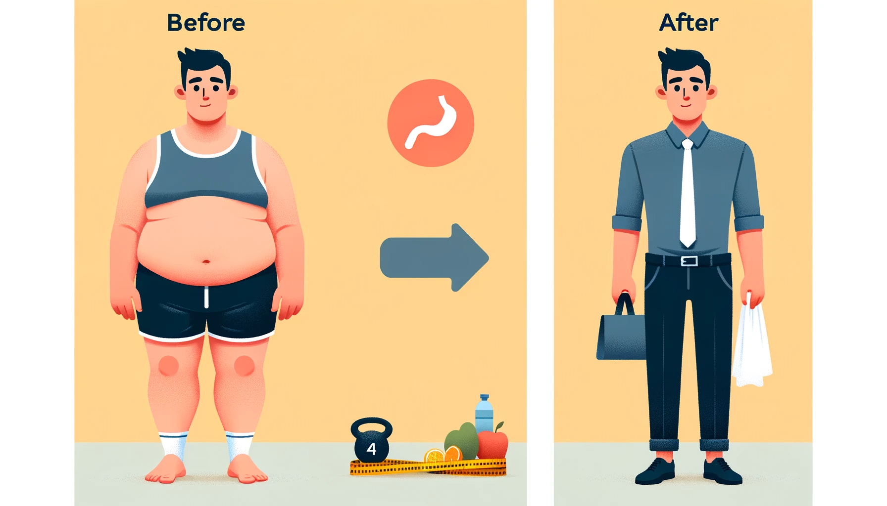 Illustration of weight loss and improved health