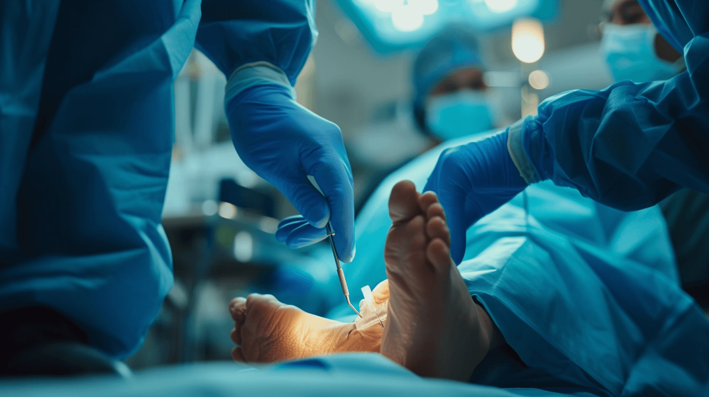 Patient undergoing plantar fasciitis surgery