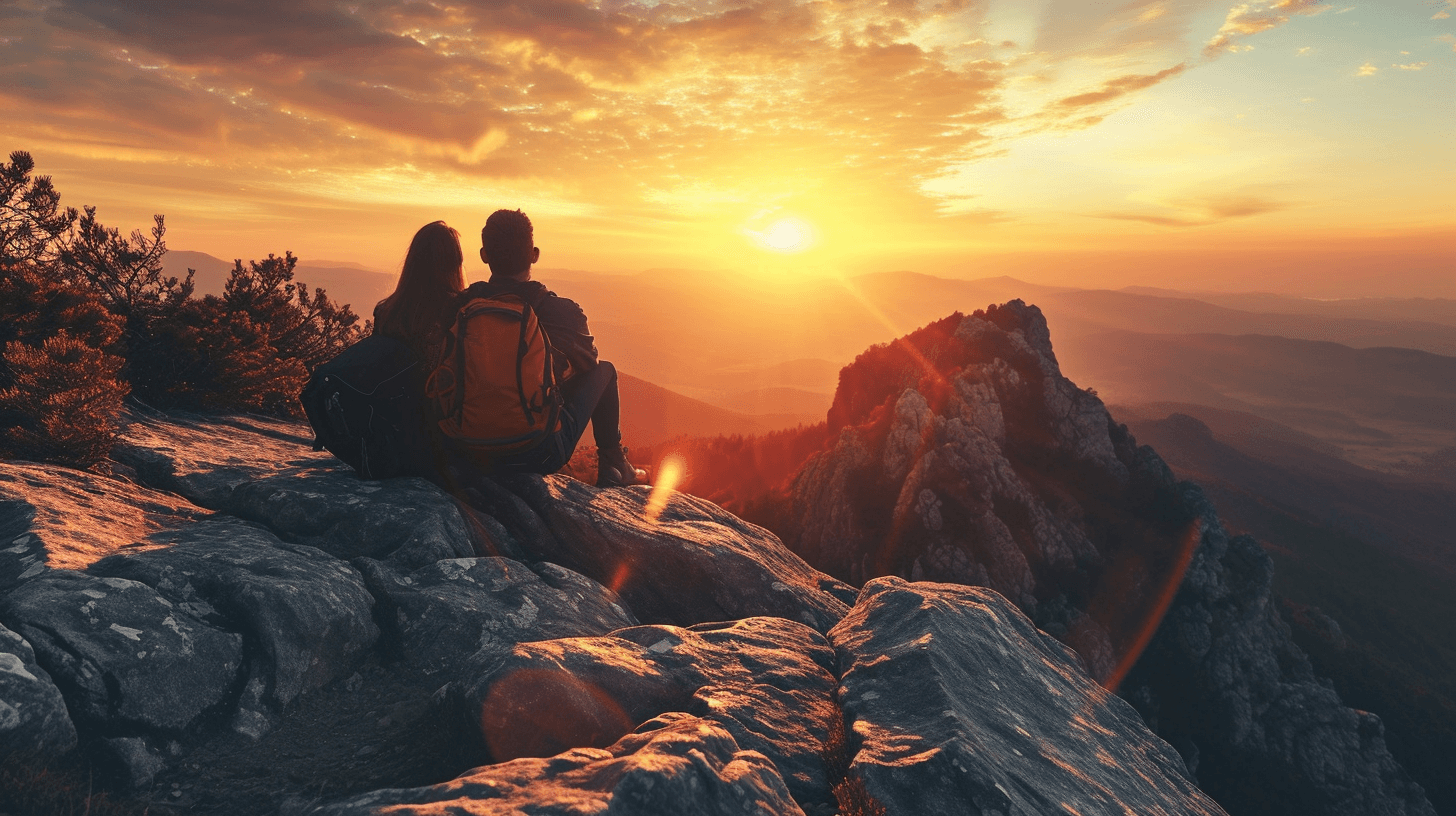 A couple watching a sunrise