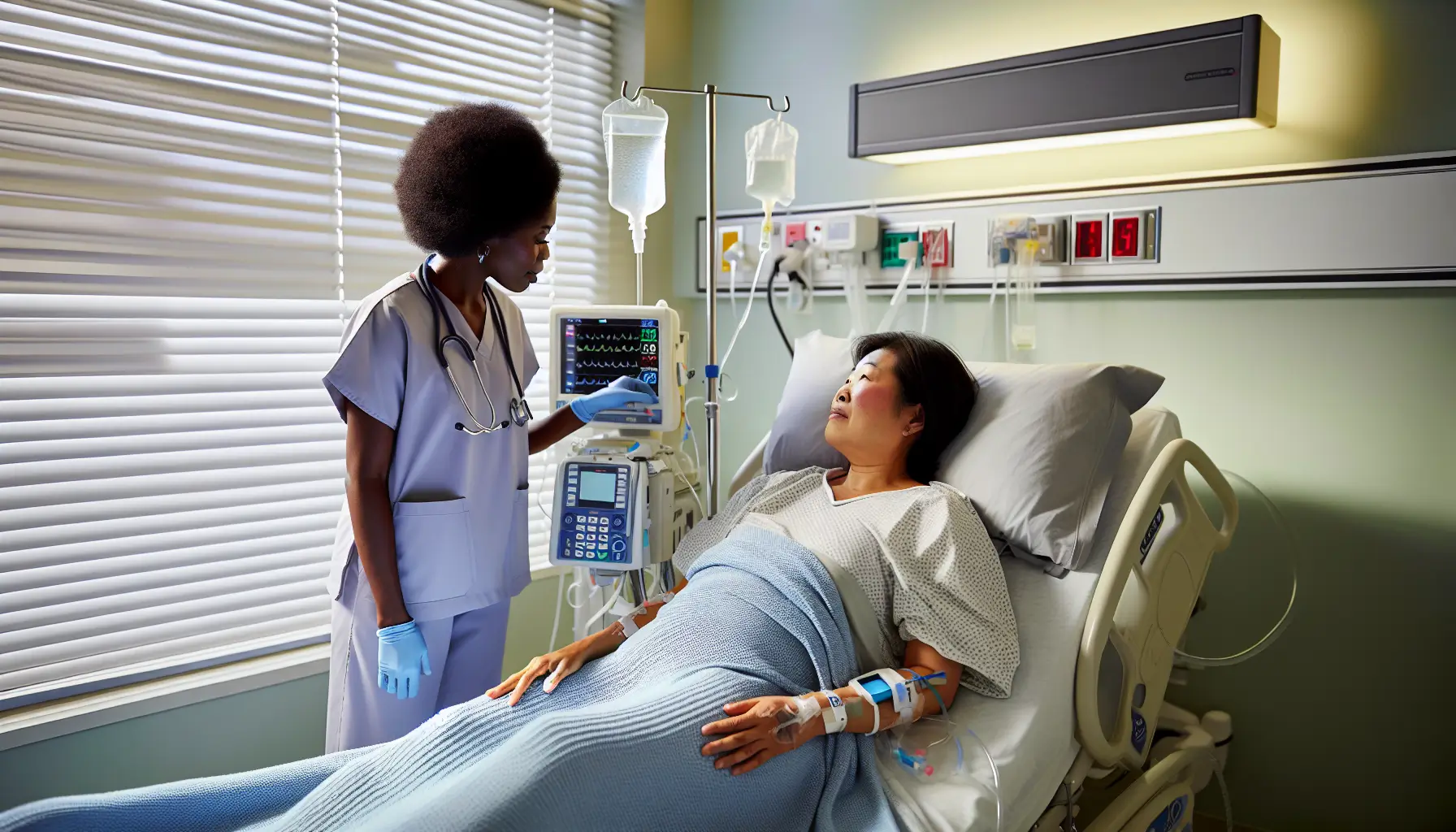 Photo of patient in recovery room after gallbladder surgery