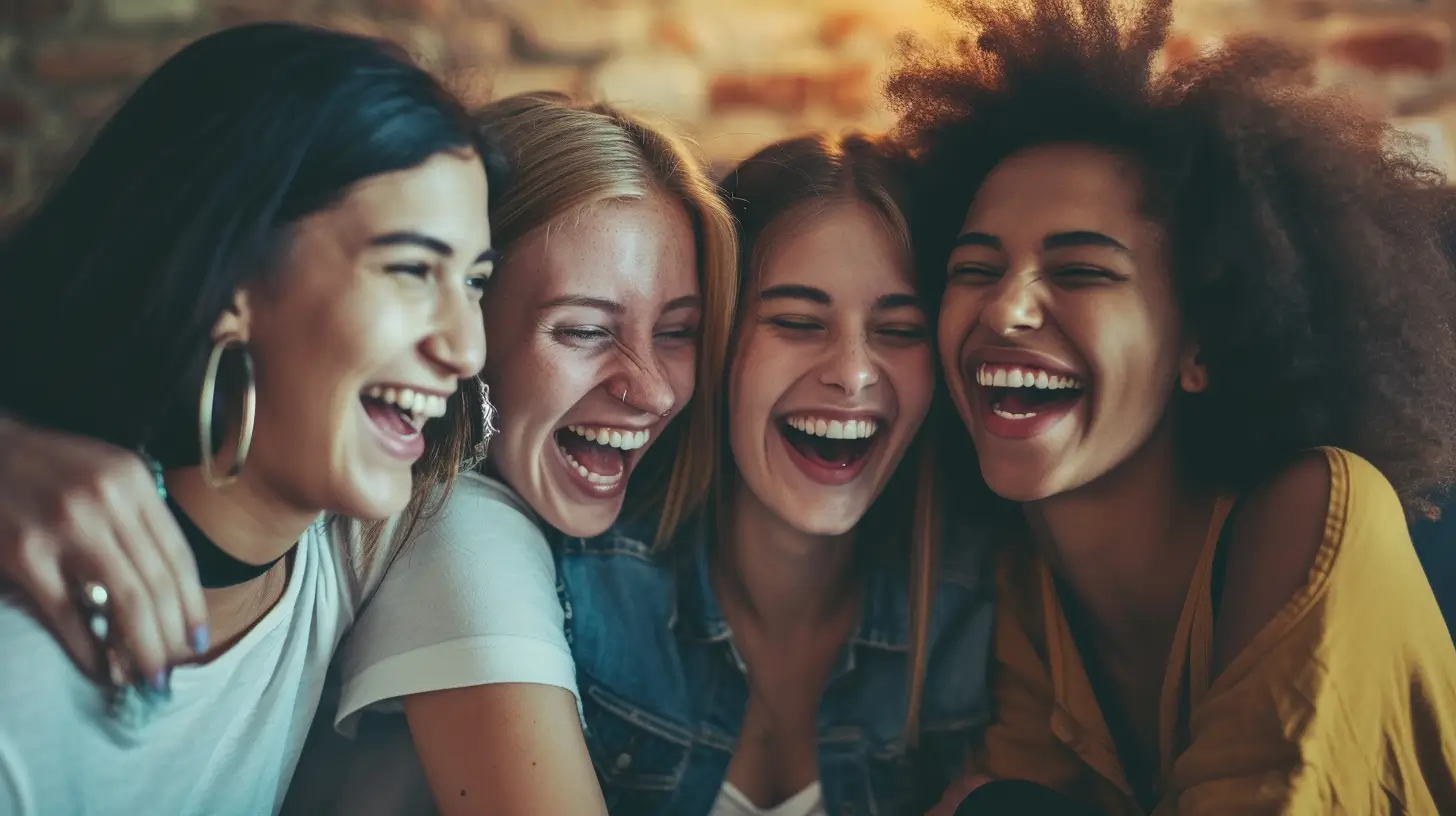 A group of friends sharing laughter and light-hearted moments to uplift spirits before surgery