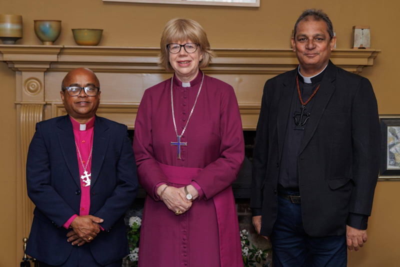 Bishops of the Church of Ceylon: Rt. Rev. Nishantha Fernando (Kurunagala) and Rt. Rev. Dushantha Rodrigo (Colombo) with Most Rev. Sarah Mullally