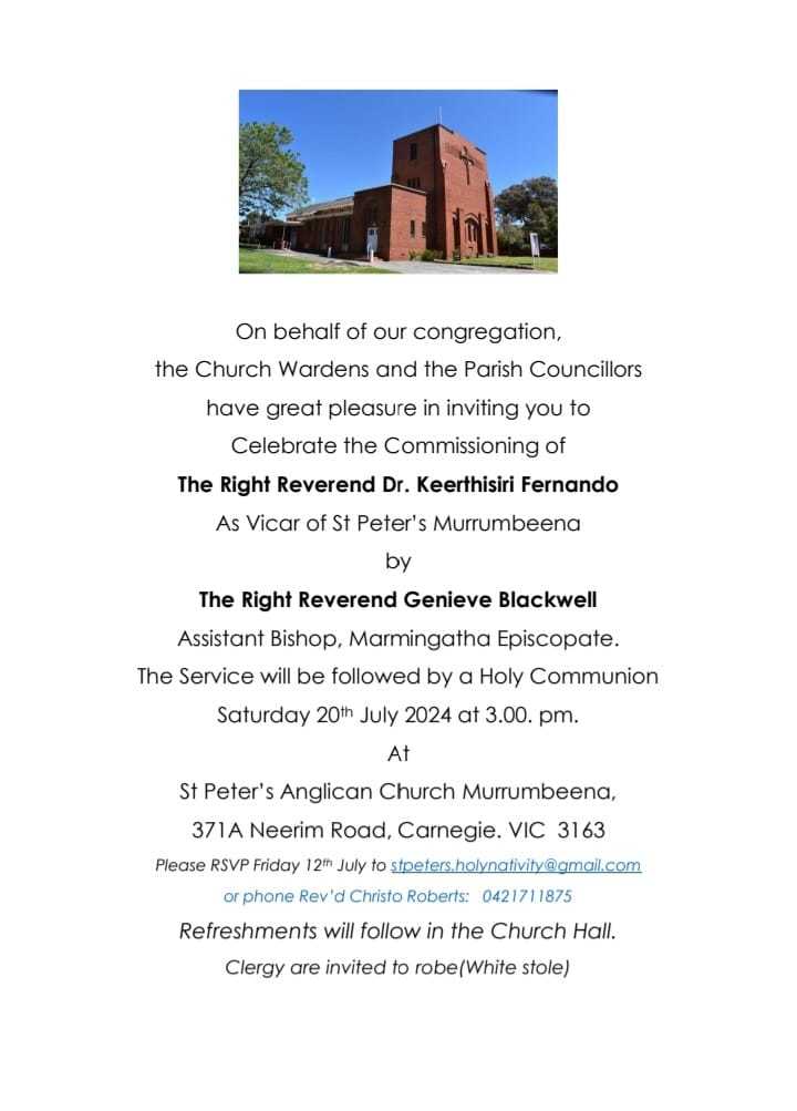 St. Peter's Anglican Church Murrumbeena Invitation