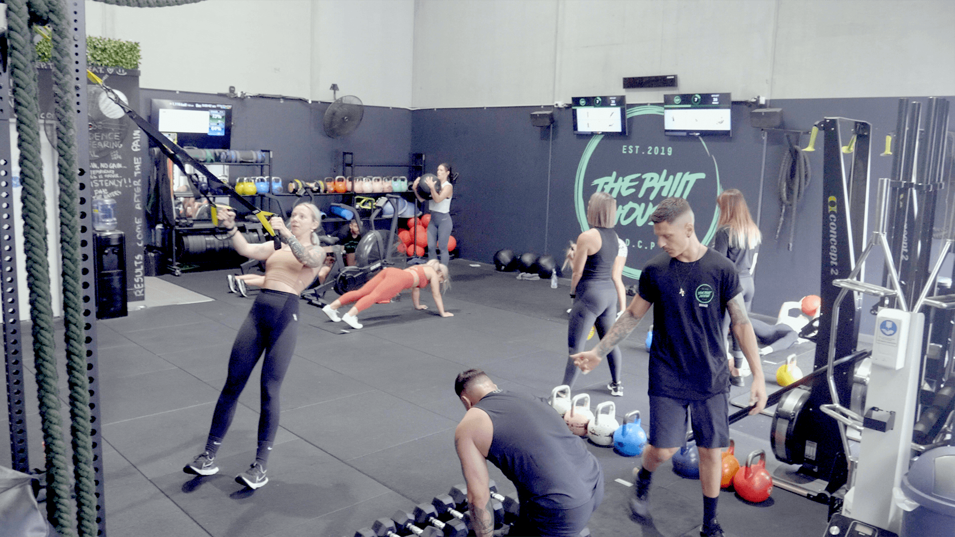 Group fitness class with CloudFit TV
