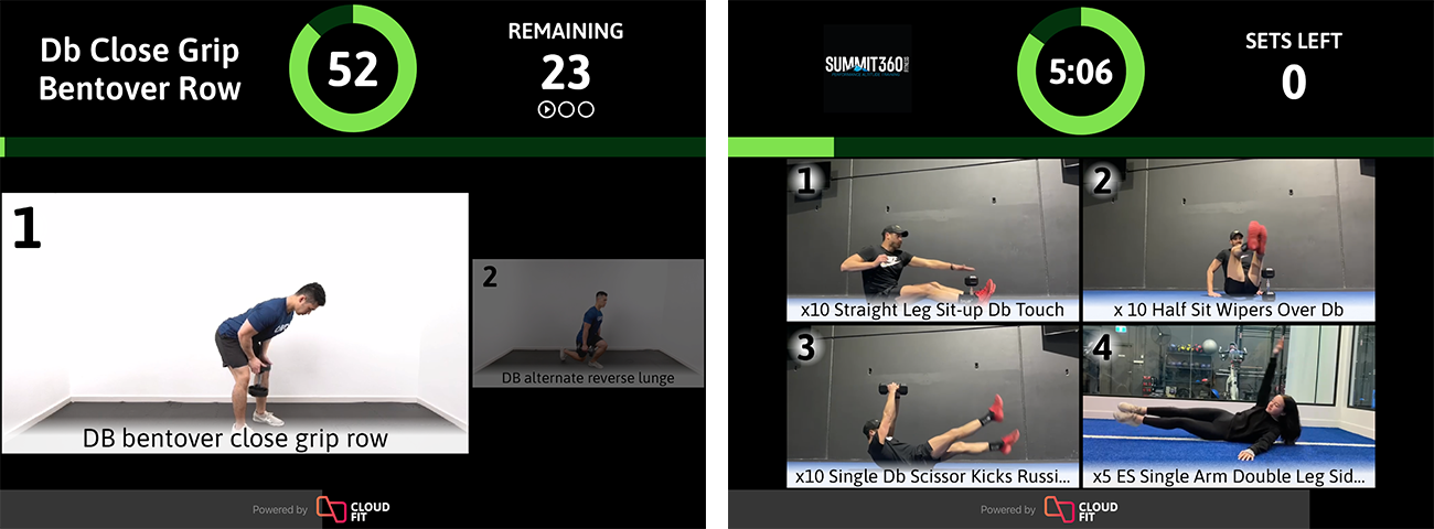 CloudFit TV displaying custom exercise videos
