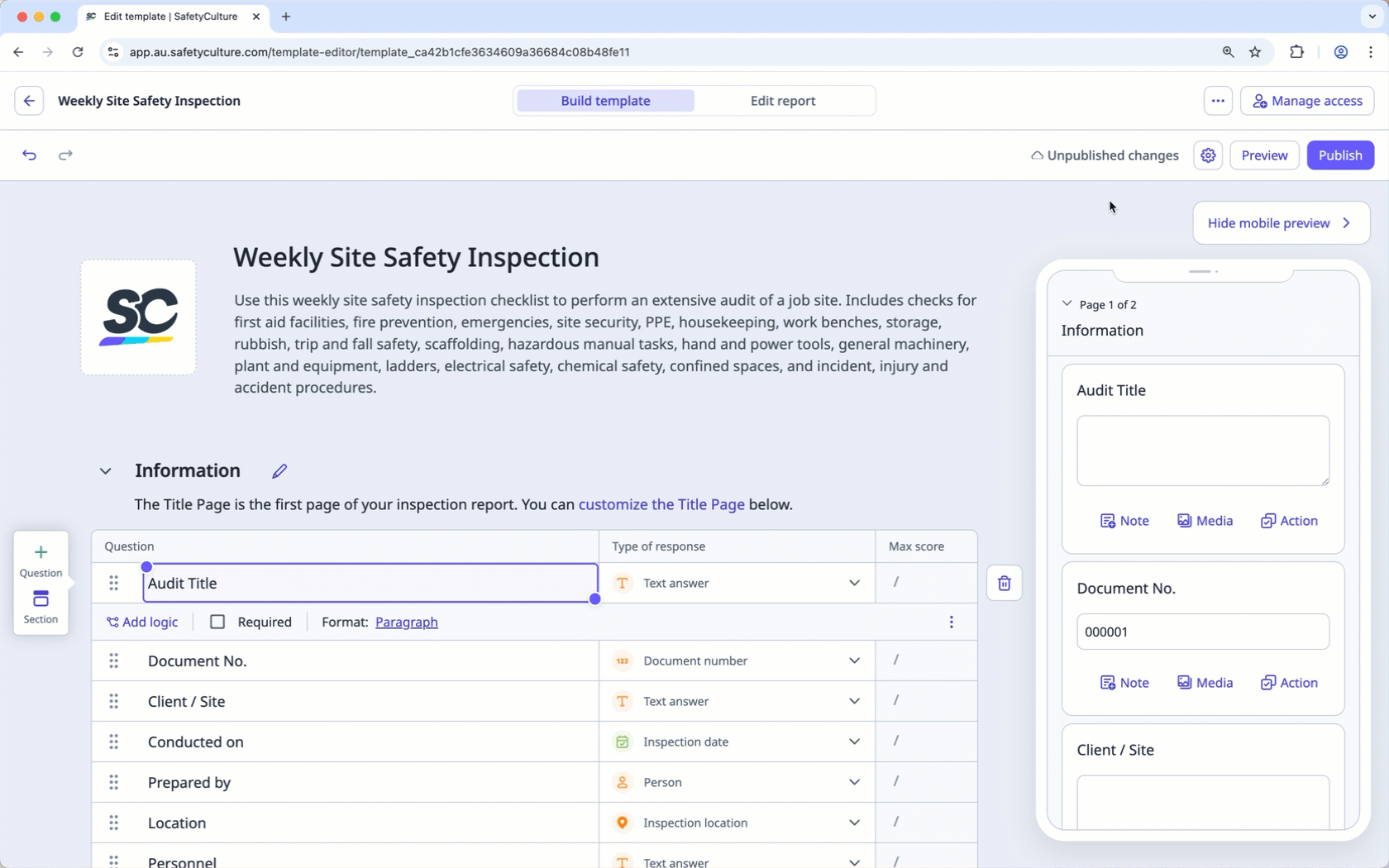 Désactiver le score dans un modèle à partir de l'application Web.