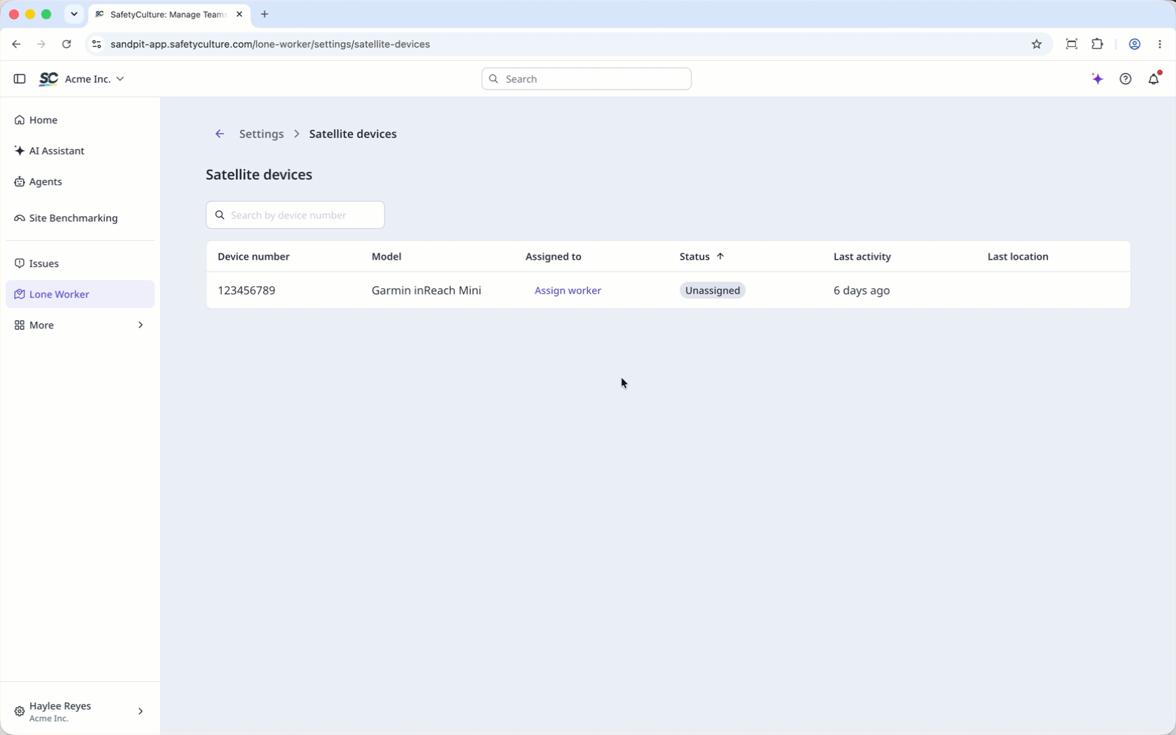 Select Assign a worker on a satellite device to assign a worker, escalation group, and job type.