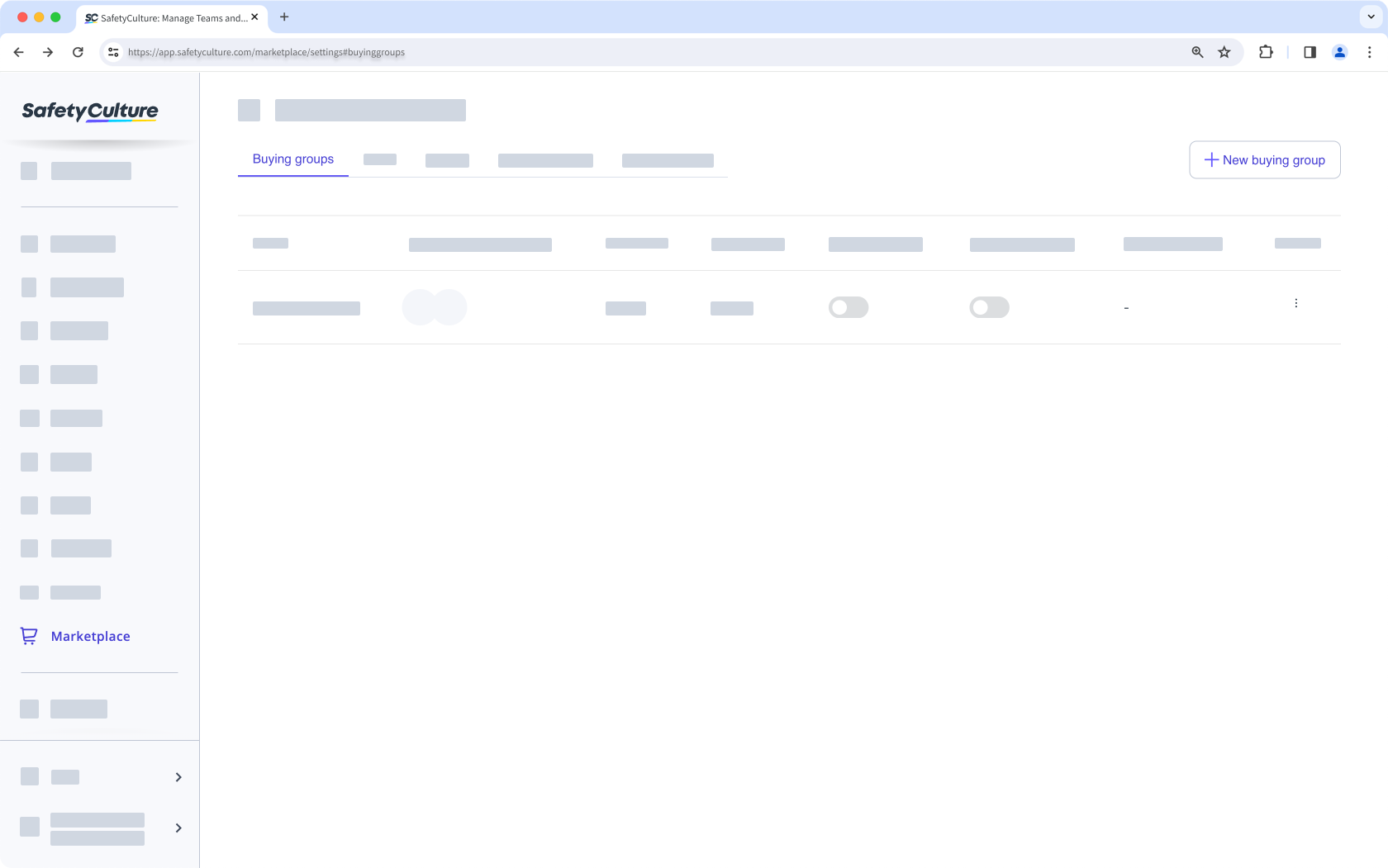 Cree un grupo de compra en SafetyCulture Marketplace a través de la aplicación web.