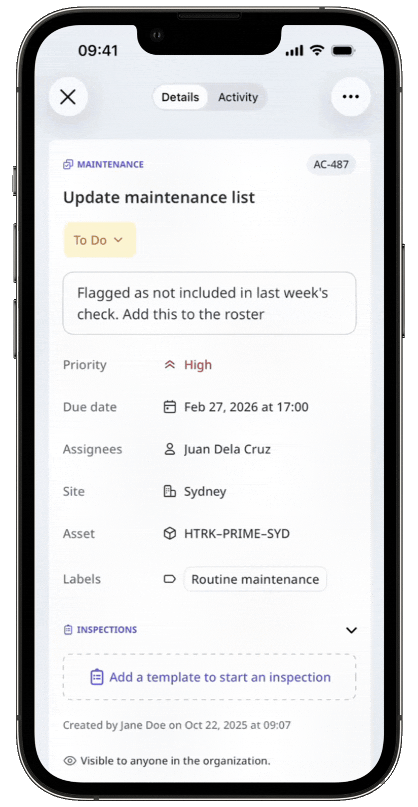 Copy an action link via the mobile app.