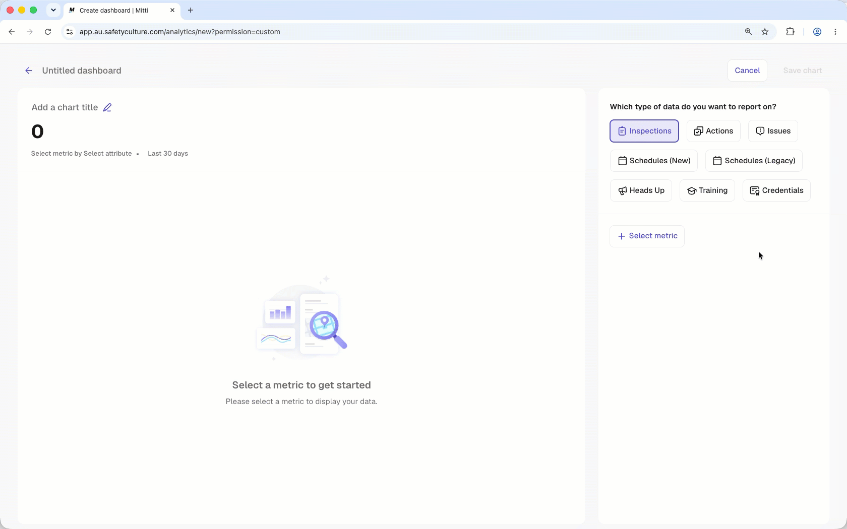 Select "Schedules (New)" as the data type and configure the chart accordingly.