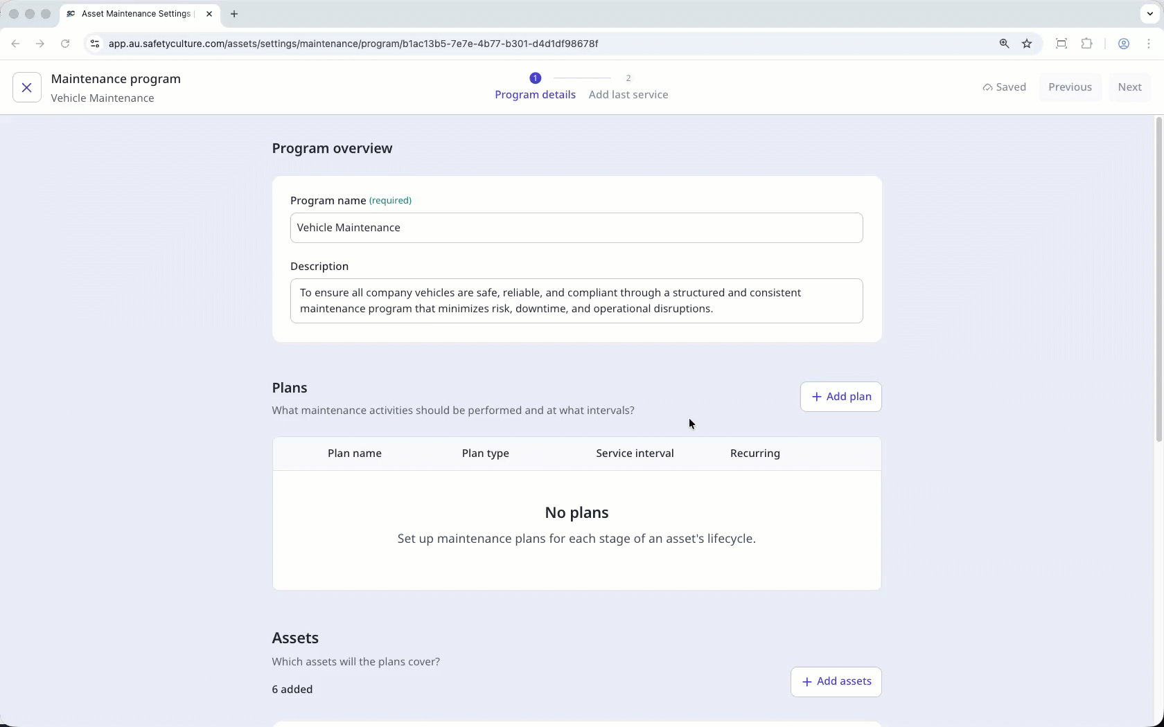 Añada un plan de mantenimiento de activos basado en el uso mediante lecturas del cuentakilómetros a través de la aplicación web.